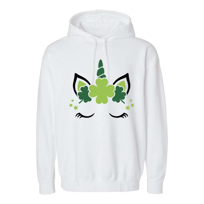 St Patrick's Day Clover Lucky Unicorn Garment-Dyed Fleece Hoodie