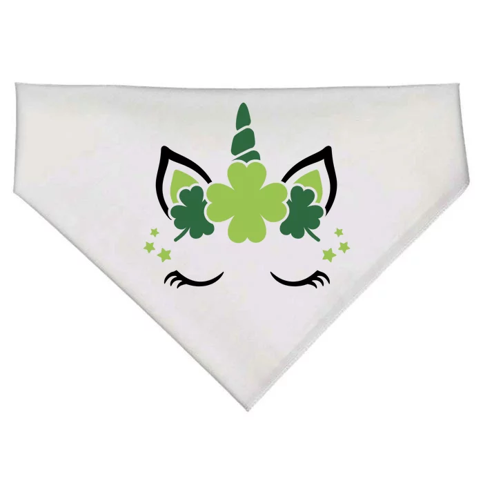 St Patrick's Day Clover Lucky Unicorn USA-Made Doggie Bandana