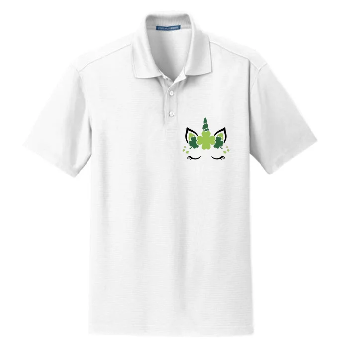 St Patrick's Day Clover Lucky Unicorn Dry Zone Grid Performance Polo