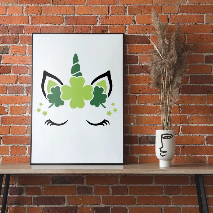 St Patrick's Day Clover Lucky Unicorn Poster