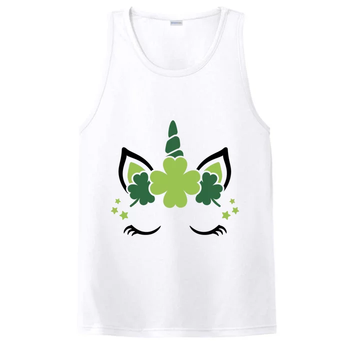 St Patrick's Day Clover Lucky Unicorn Performance Tank