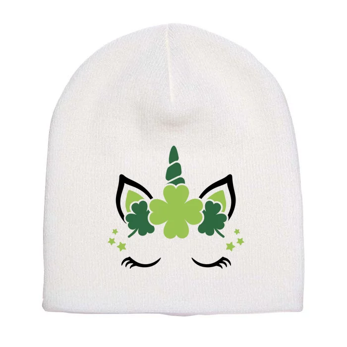 St Patrick's Day Clover Lucky Unicorn Short Acrylic Beanie