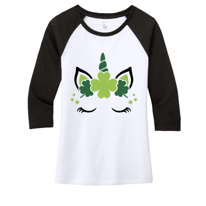 St Patrick's Day Clover Lucky Unicorn Women's Tri-Blend 3/4-Sleeve Raglan Shirt