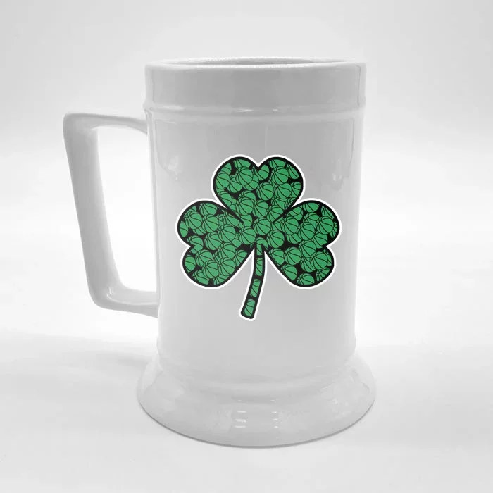 St Patrick's Day March 17 2022 Basketball Shamrock Great Gift Front & Back Beer Stein