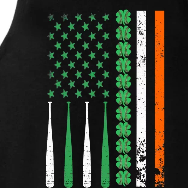 St Patricks Day Baseball Irish American Flag Ireland Flag Ladies Tri-Blend Wicking Tank