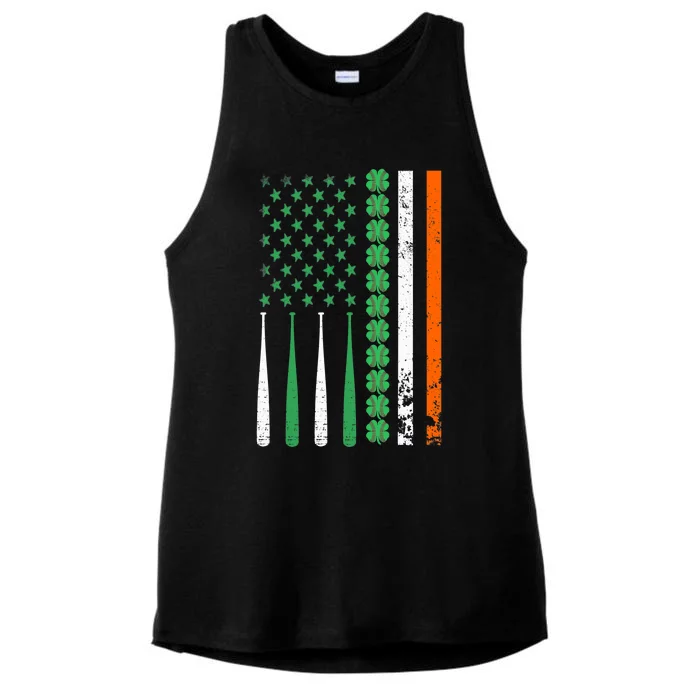 St Patricks Day Baseball Irish American Flag Ireland Flag Ladies Tri-Blend Wicking Tank