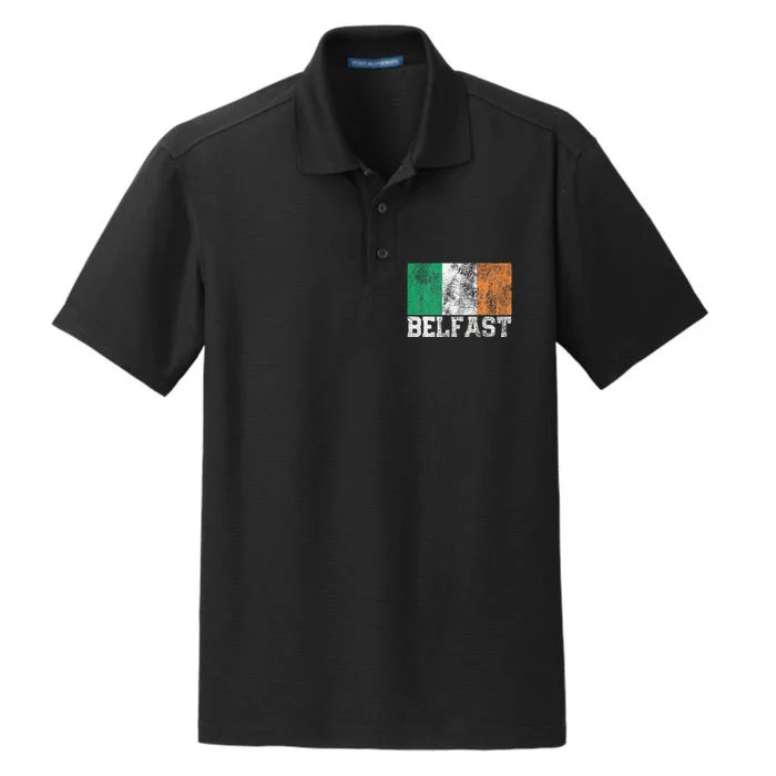 St Patrick's Day Irish Flag Belfast Ireland Saint Paddy's Dry Zone Grid Performance Polo