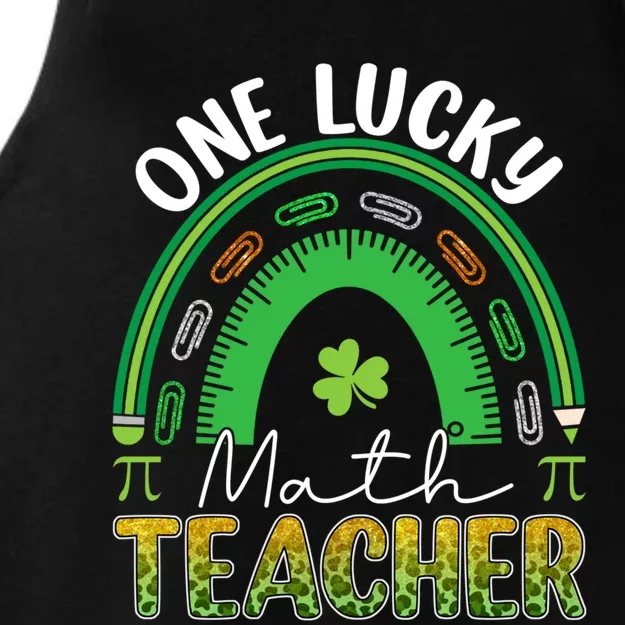 Saint Patricks Day Teacher One Lucky Math Teacher Rainbow Great Gift Ladies Tri-Blend Wicking Tank