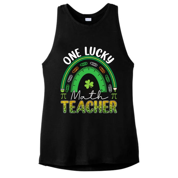 Saint Patricks Day Teacher One Lucky Math Teacher Rainbow Great Gift Ladies Tri-Blend Wicking Tank