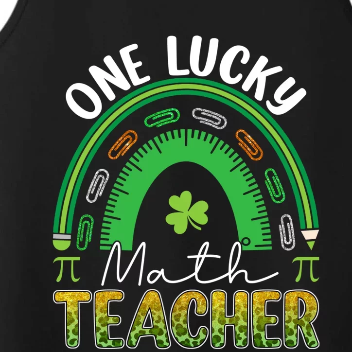 Saint Patricks Day Teacher One Lucky Math Teacher Rainbow Great Gift Performance Tank