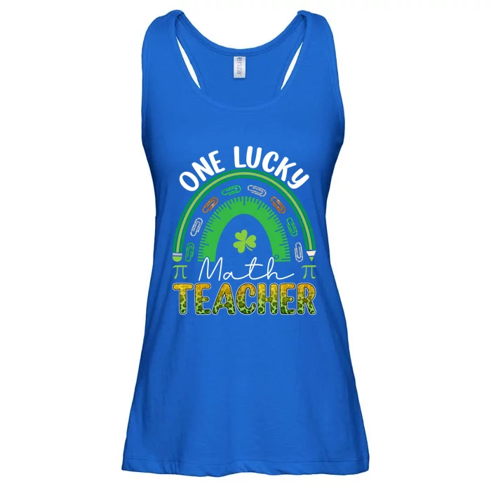 Saint Patricks Day Teacher One Lucky Math Teacher Rainbow Great Gift Ladies Essential Flowy Tank