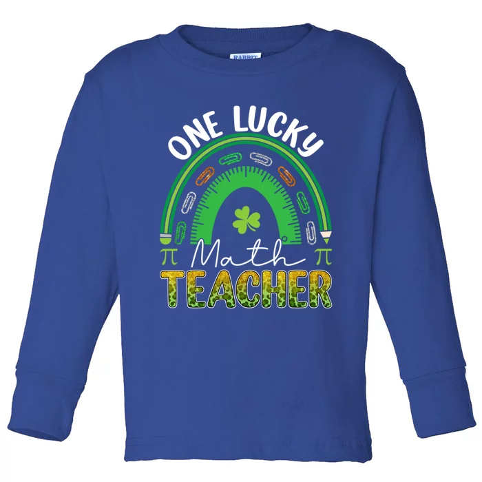 Saint Patricks Day Teacher One Lucky Math Teacher Rainbow Great Gift Toddler Long Sleeve Shirt