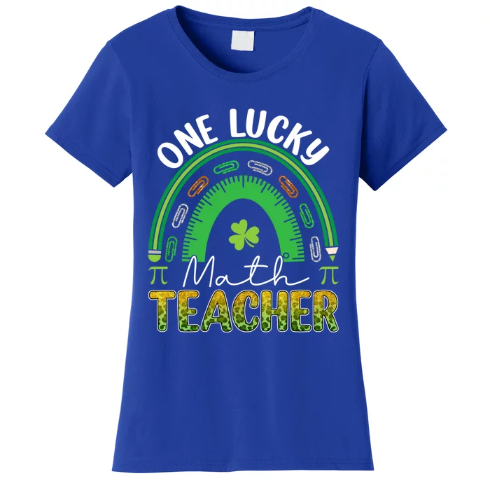 Saint Patricks Day Teacher One Lucky Math Teacher Rainbow Great Gift Women's T-Shirt