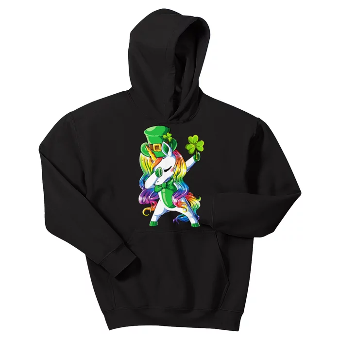 St Patricks Day Dabbing Unicorn Leprechaun Lepricorn Kids Hoodie