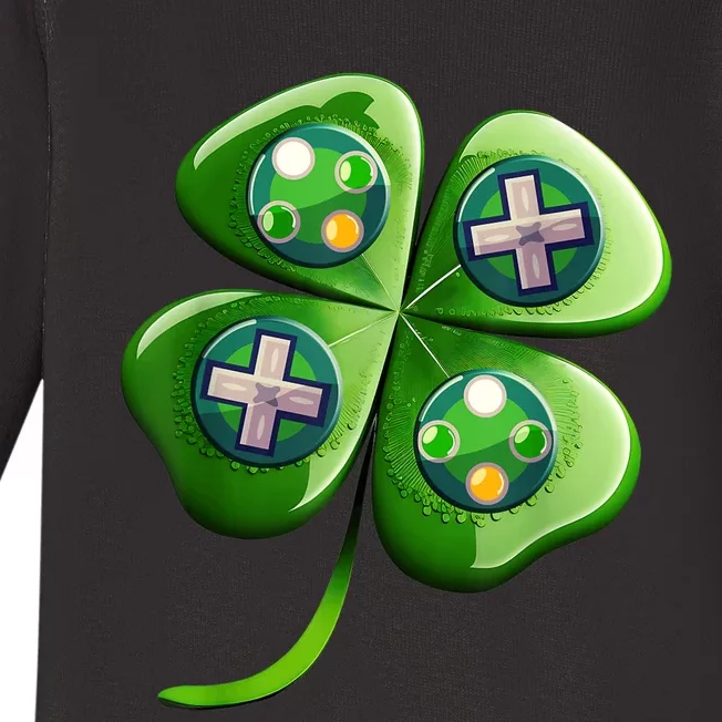 St Patricks Day Shamrock Video Gamer Gaming s Boys Baby Long Sleeve Bodysuit