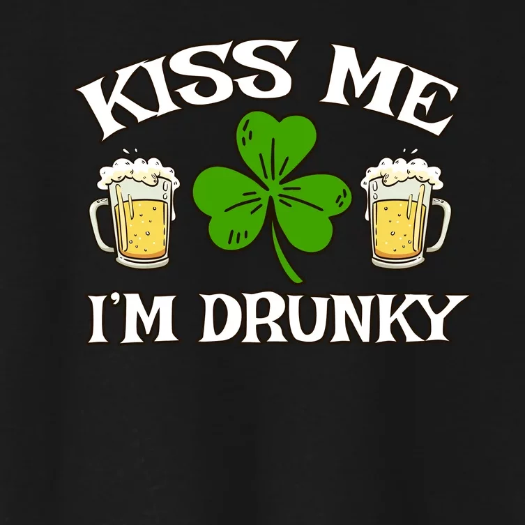 St Paddys Day Kis Me I'm Drunky Funny Drinking Irish Women's Crop Top Tee