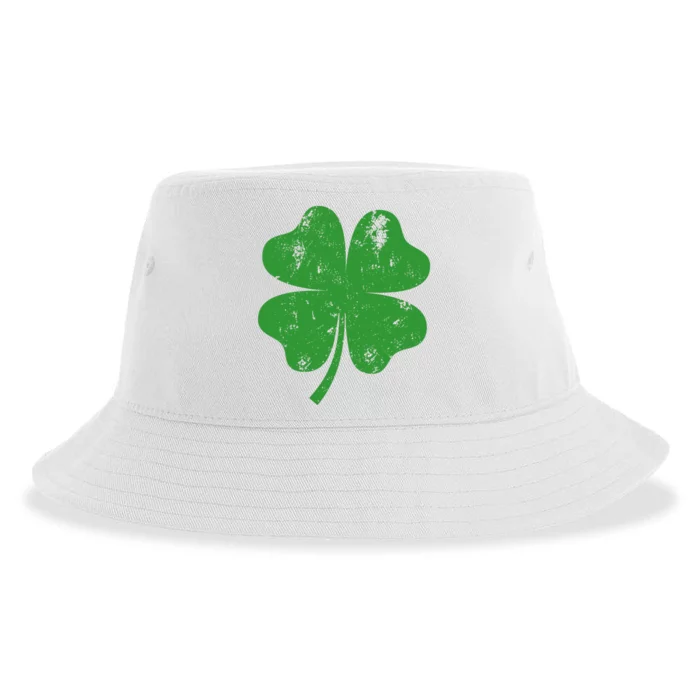 St Patricks Day Distressed Four Leaf Clover Shamrock Irish Premium Sustainable Bucket Hat