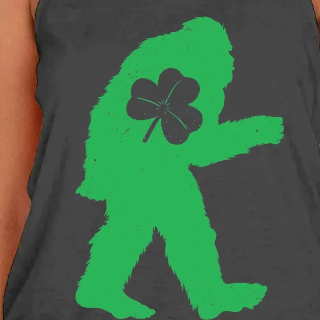 St Patricks Day Bigfoot Irish Sasquatch Saint Paddy's Women's Knotted Racerback Tank