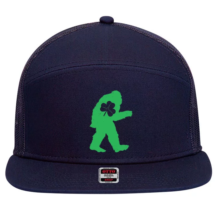 St Patricks Day Bigfoot Irish Sasquatch Saint Paddy's 7 Panel Mesh Trucker Snapback Hat