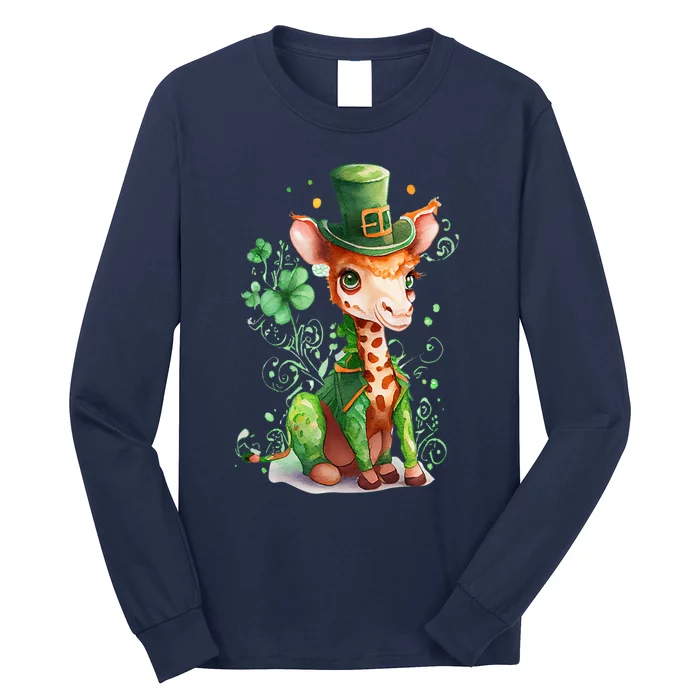 St Patrick's Day Irish Funny Giraffe Saint Patrick's Day Long Sleeve Shirt