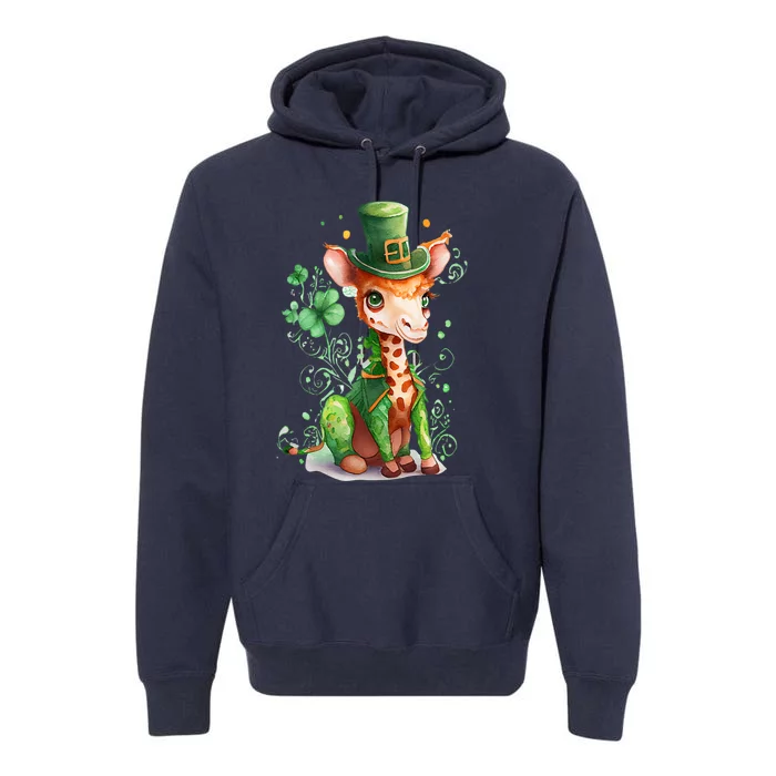 St Patrick's Day Irish Funny Giraffe Saint Patrick's Day Premium Hoodie