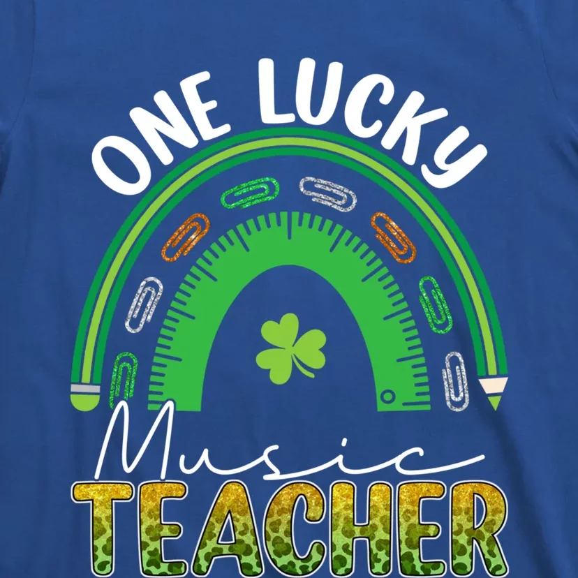 Saint Patricks Day Teacher One Lucky Music Teacher Rainbow Gift T-Shirt