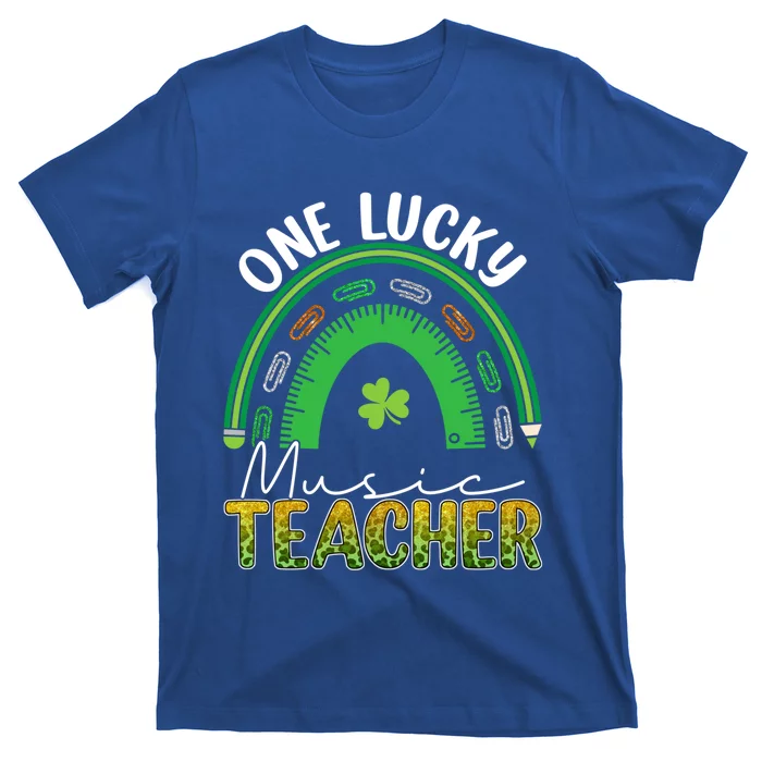 Saint Patricks Day Teacher One Lucky Music Teacher Rainbow Gift T-Shirt