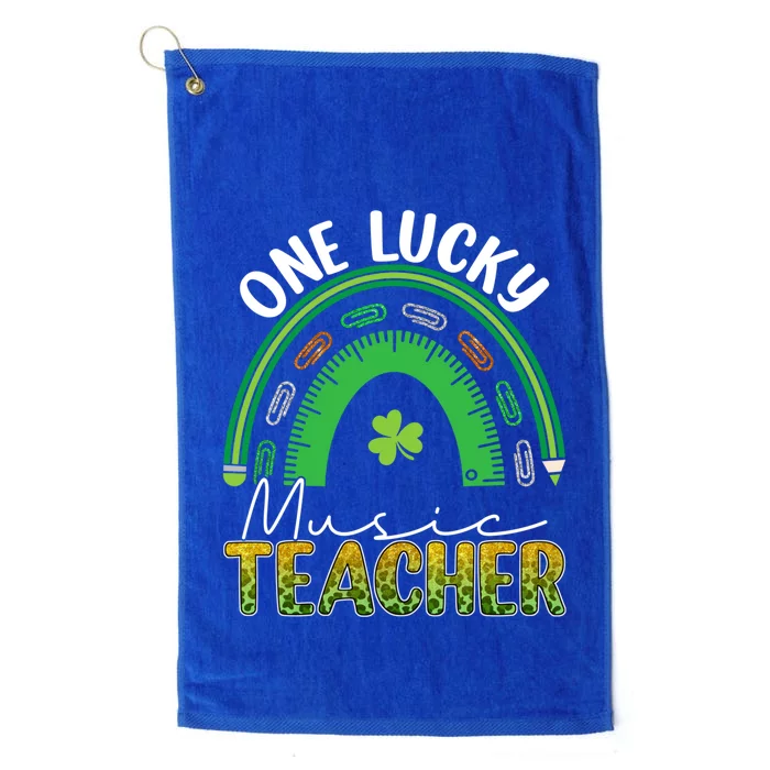 Saint Patricks Day Teacher One Lucky Music Teacher Rainbow Gift Platinum Collection Golf Towel