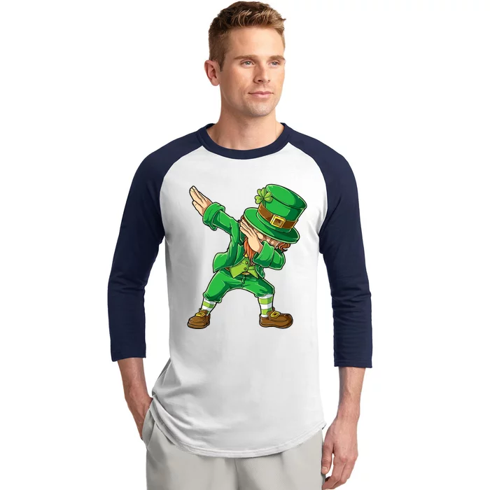 St Patricks Day Dabbing Leprechaun Boy Girl Dab Dance Baseball Sleeve Shirt