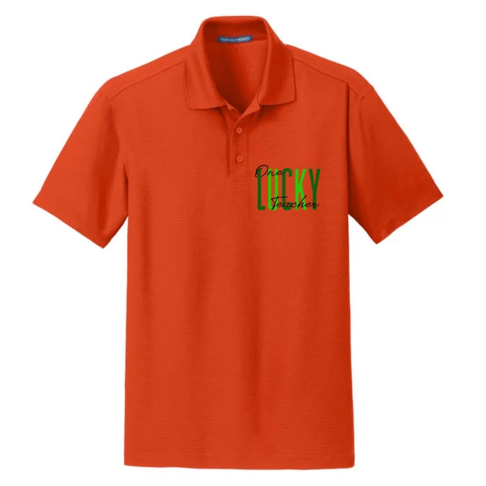 St Patrick's Day One Lucky Teacher Irish 2022 Clothes Gift Dry Zone Grid Performance Polo