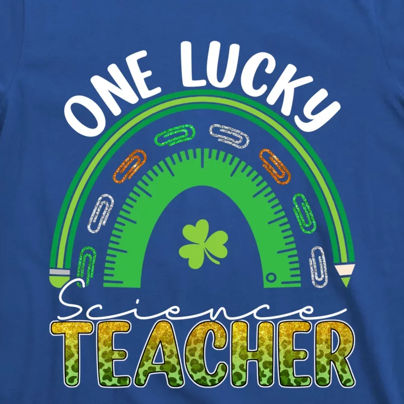 Saint Patricks Day Teacher One Lucky Science Teacher Rainbow Gift T-Shirt