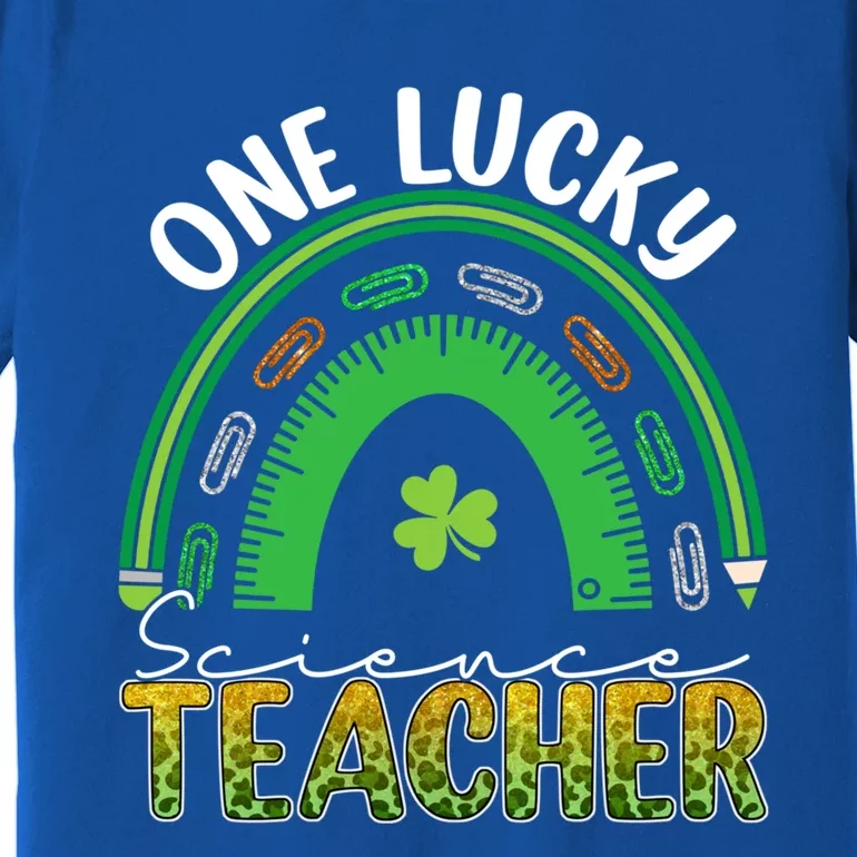 Saint Patricks Day Teacher One Lucky Science Teacher Rainbow Gift Premium T-Shirt