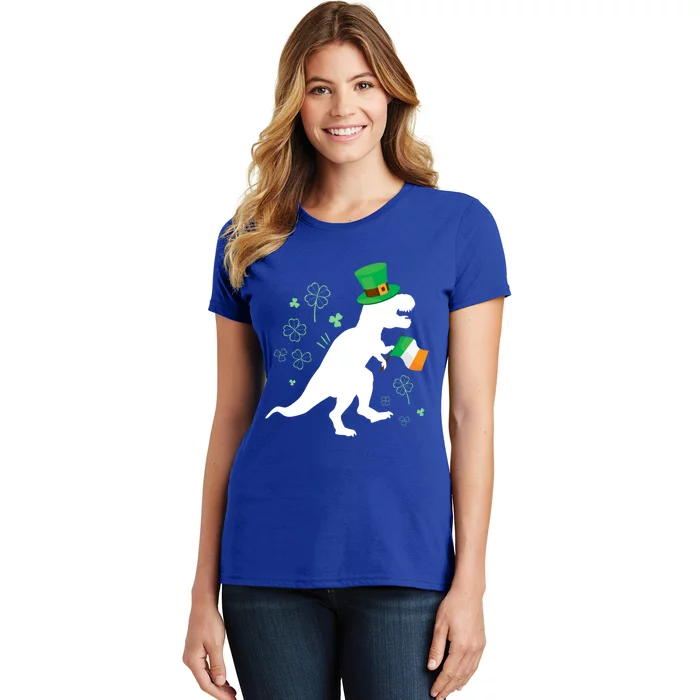 St Patricks Day Dinosaur Tcute Giftrex With Irish Flag Gift Women's T-Shirt