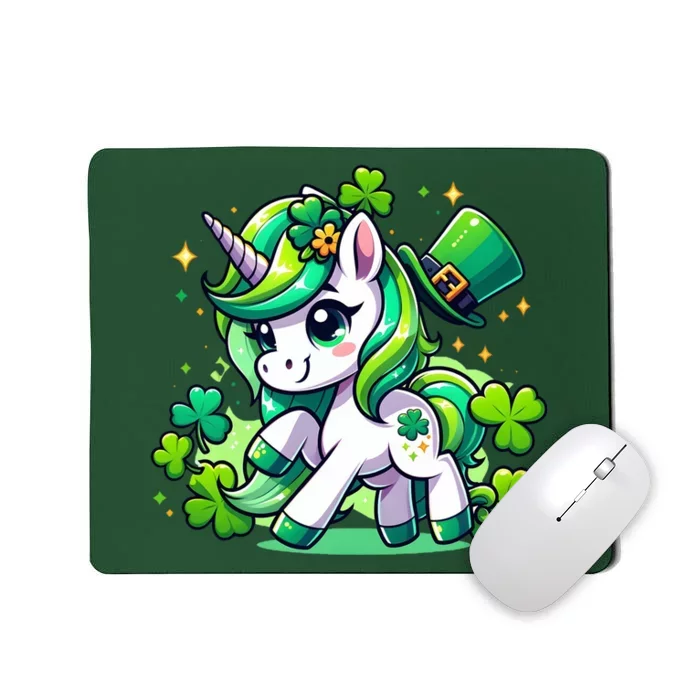 St Patrick Day Irish Unicorn Lepricorn Mousepad