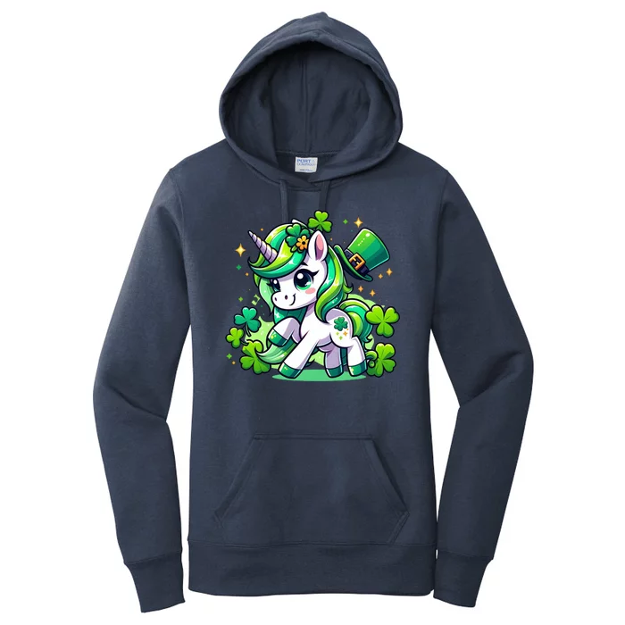 St Patrick Day Irish Unicorn Lepricorn Women's Pullover Hoodie