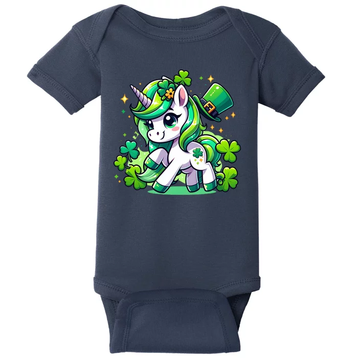 St Patrick Day Irish Unicorn Lepricorn Baby Bodysuit