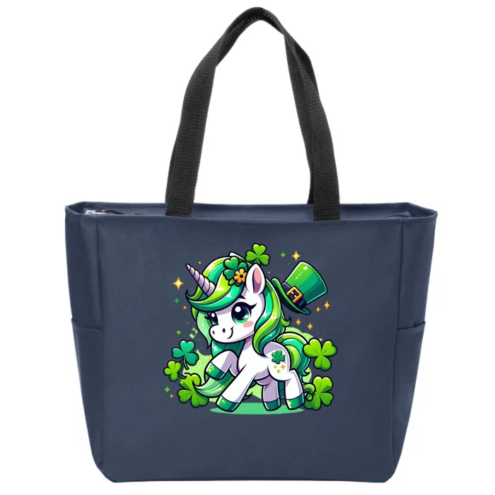 St Patrick Day Irish Unicorn Lepricorn Zip Tote Bag