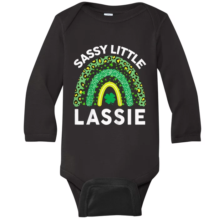 St Patricks Day Gifts Funny Baby Sassy Little Lassie Baby Long Sleeve Bodysuit