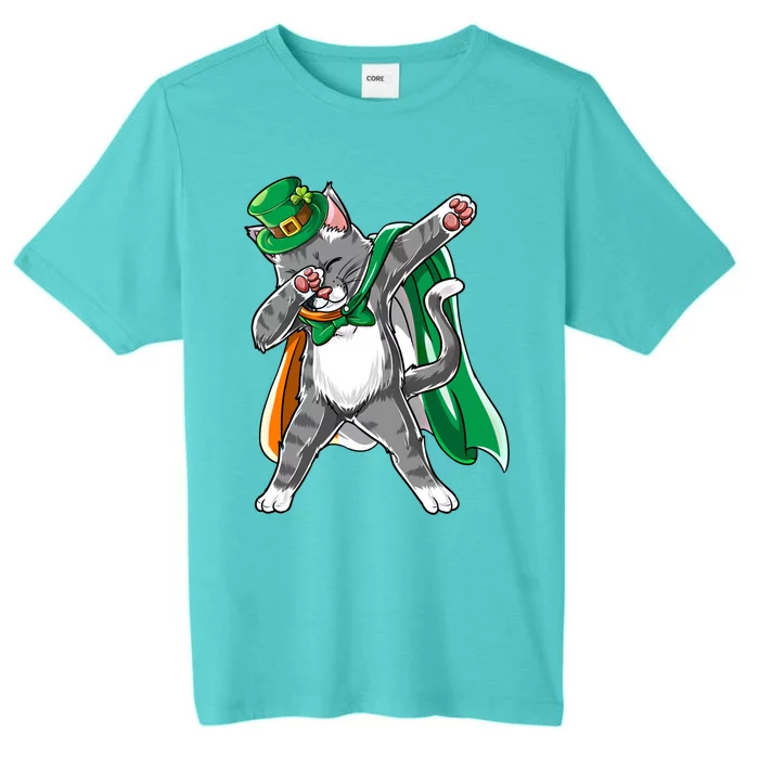 St Patricks Day Dabbing Cat Funny Gift Irish Flag Gift ChromaSoft Performance T-Shirt