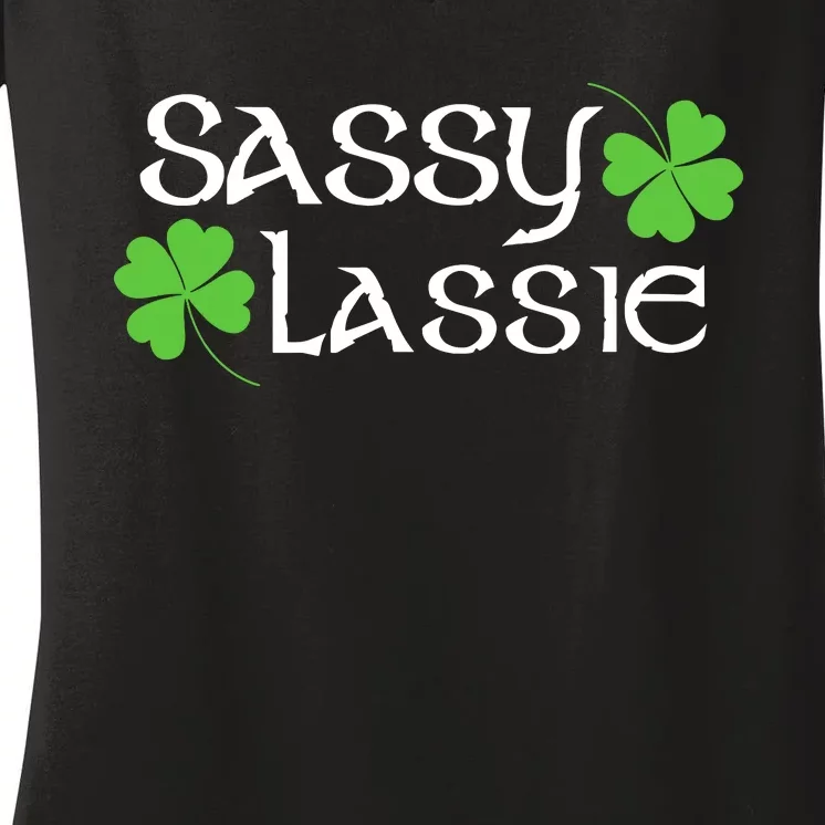 St Patricks Day Sassy Lassie Funny Teen Girl Women Women's V-Neck T-Shirt