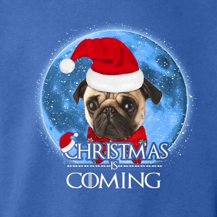 Santa Pug Dog Merry Christmas Is Coming Graphic Funny Gift Toddler Hoodie