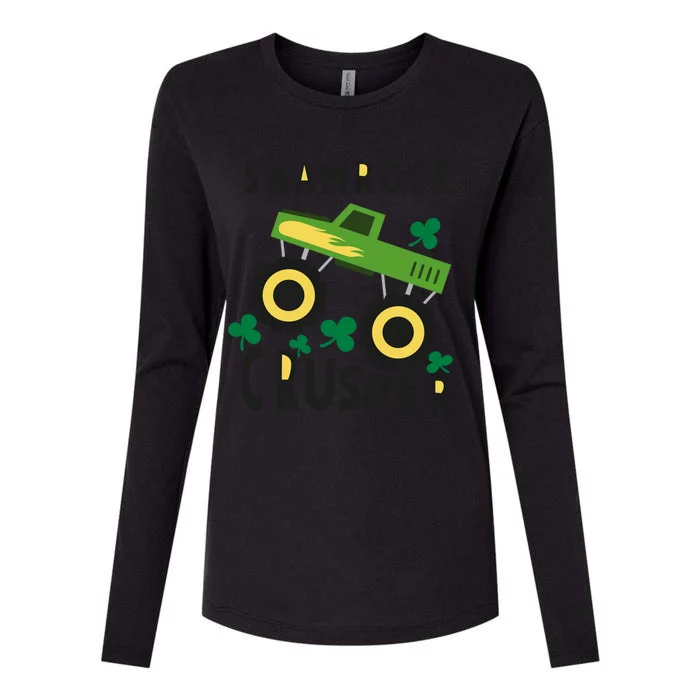 St Patrick's Day Shamrock Monster Truck Gift Womens Cotton Relaxed Long Sleeve T-Shirt