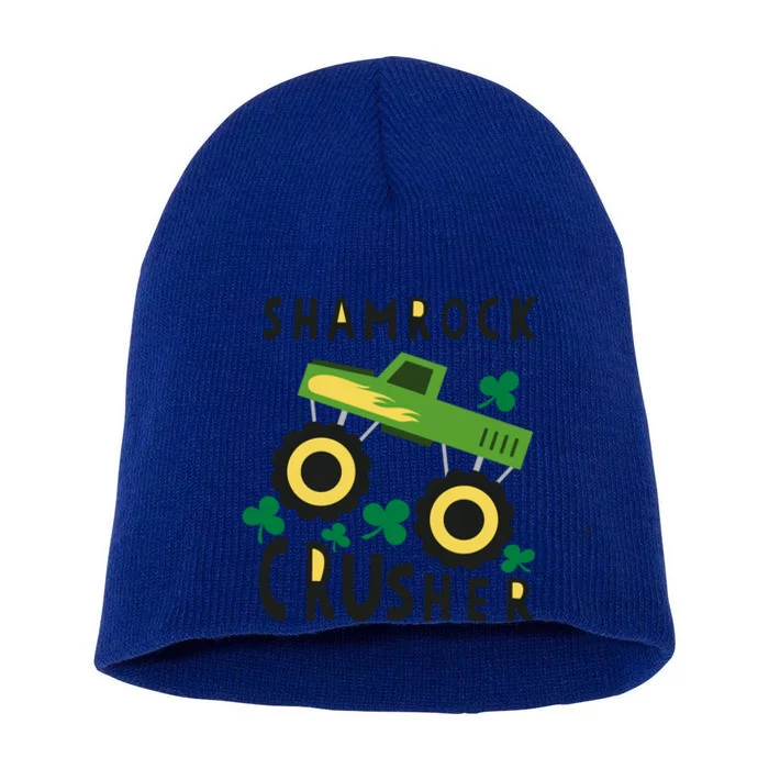 St Patrick's Day Shamrock Monster Truck Gift Short Acrylic Beanie