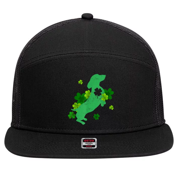 St Patricks Day Animal Lover Dachshund Dog Shamrock Gift 7 Panel Mesh Trucker Snapback Hat