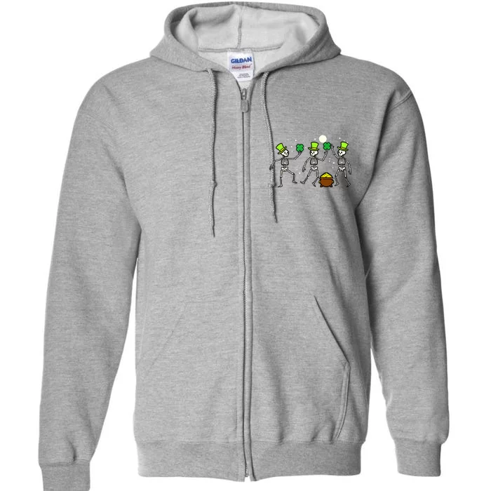 St Patricks Day Skeleton Dancing Saint Pattys Full Zip Hoodie