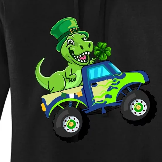 St Patricks Day Cute Dinosaur Monster Truck Gift Women's Pullover Hoodie