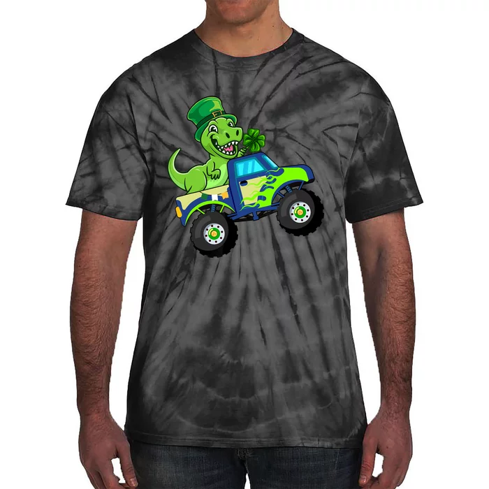 St Patricks Day Cute Dinosaur Monster Truck Gift Tie-Dye T-Shirt