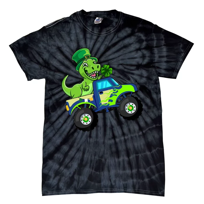 St Patricks Day Cute Dinosaur Monster Truck Gift Tie-Dye T-Shirt