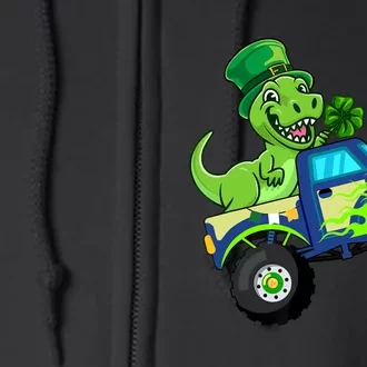 St Patricks Day Cute Dinosaur Monster Truck Gift Full Zip Hoodie