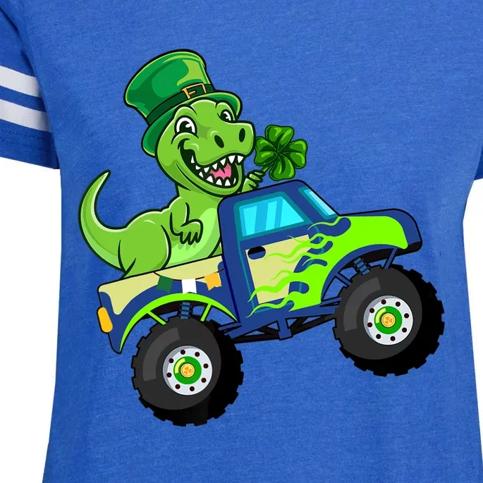 St Patricks Day Cute Dinosaur Monster Truck Gift Enza Ladies Jersey Football T-Shirt